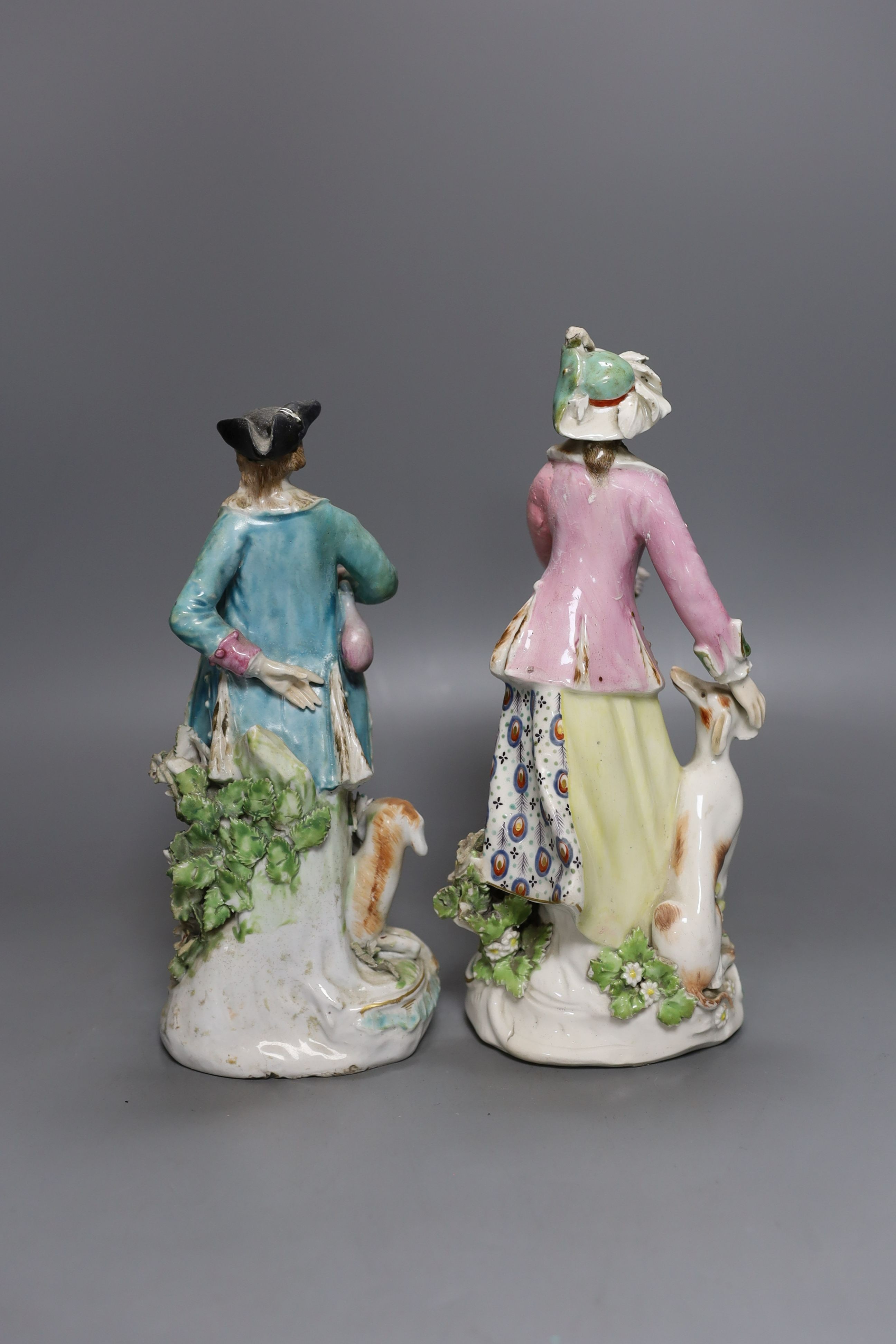 Two Derby figures of a huntsman and huntswoman, c.1765 - tallest 23cm